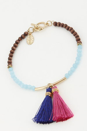 Beads and Tassel Charm Bracelet 5JBD4